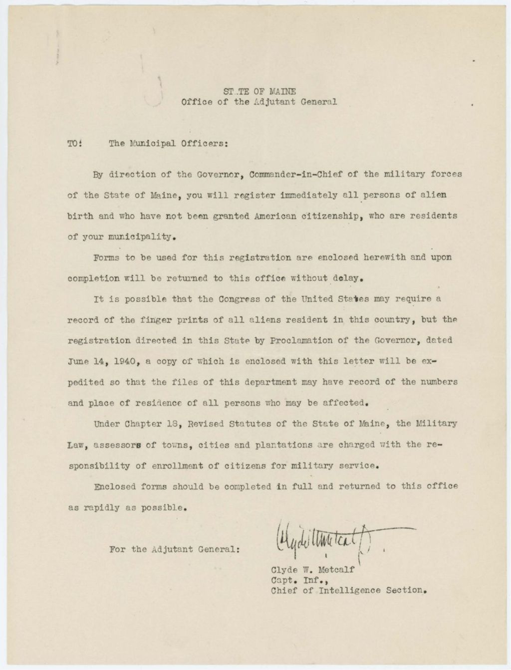 Miniature of Letter_to_Municipalities_RE_Governor_Proclamation_14_June_1940
