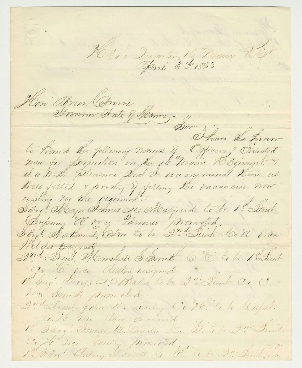 Miniature of Colonel Tilden recommends men for promotions