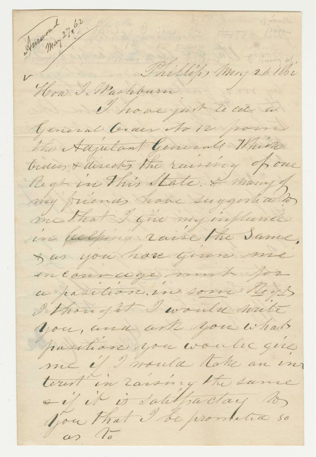 Miniature of Daniel Marston requests a position in a new regiment