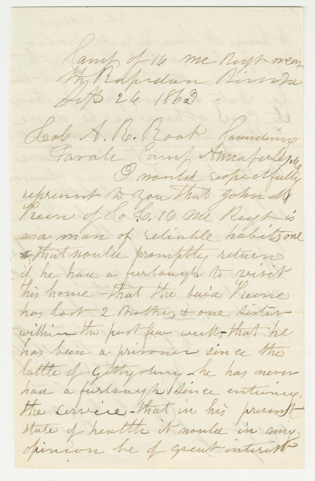 Miniature of Captain Daniel Marston recommends John M. Keen for promotion