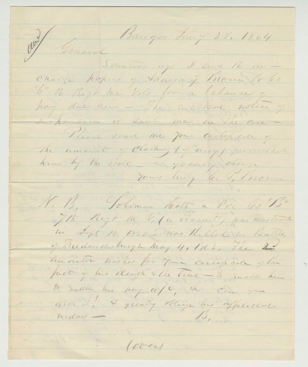 Miniature of C.P. Brown requests information on pay of Addison Brown
