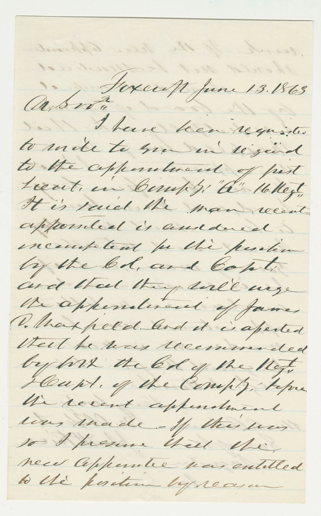 Miniature of John H. Rice recommends James Maxfield for promotion