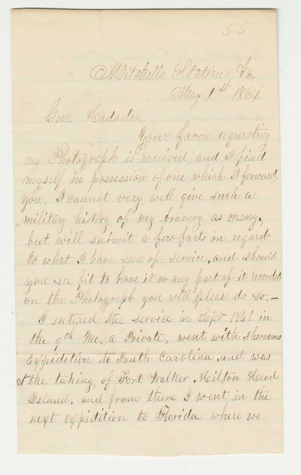 Miniature of Captain Daniel Marston writes an account of his service