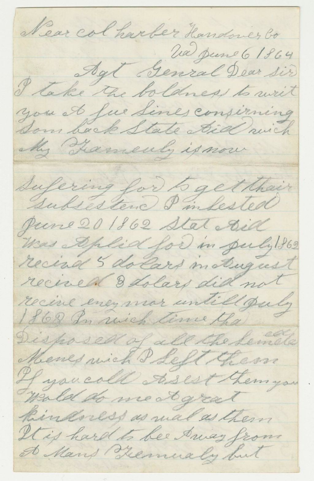 Miniature of David Dudley requests state aid for his family