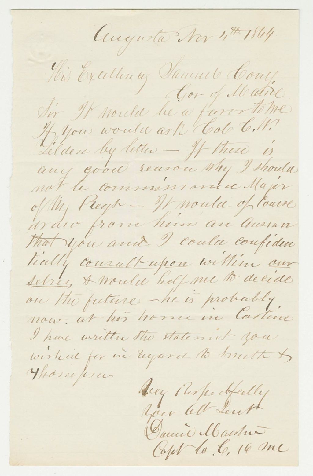 Miniature of Captain Marston requests promotion to Major
