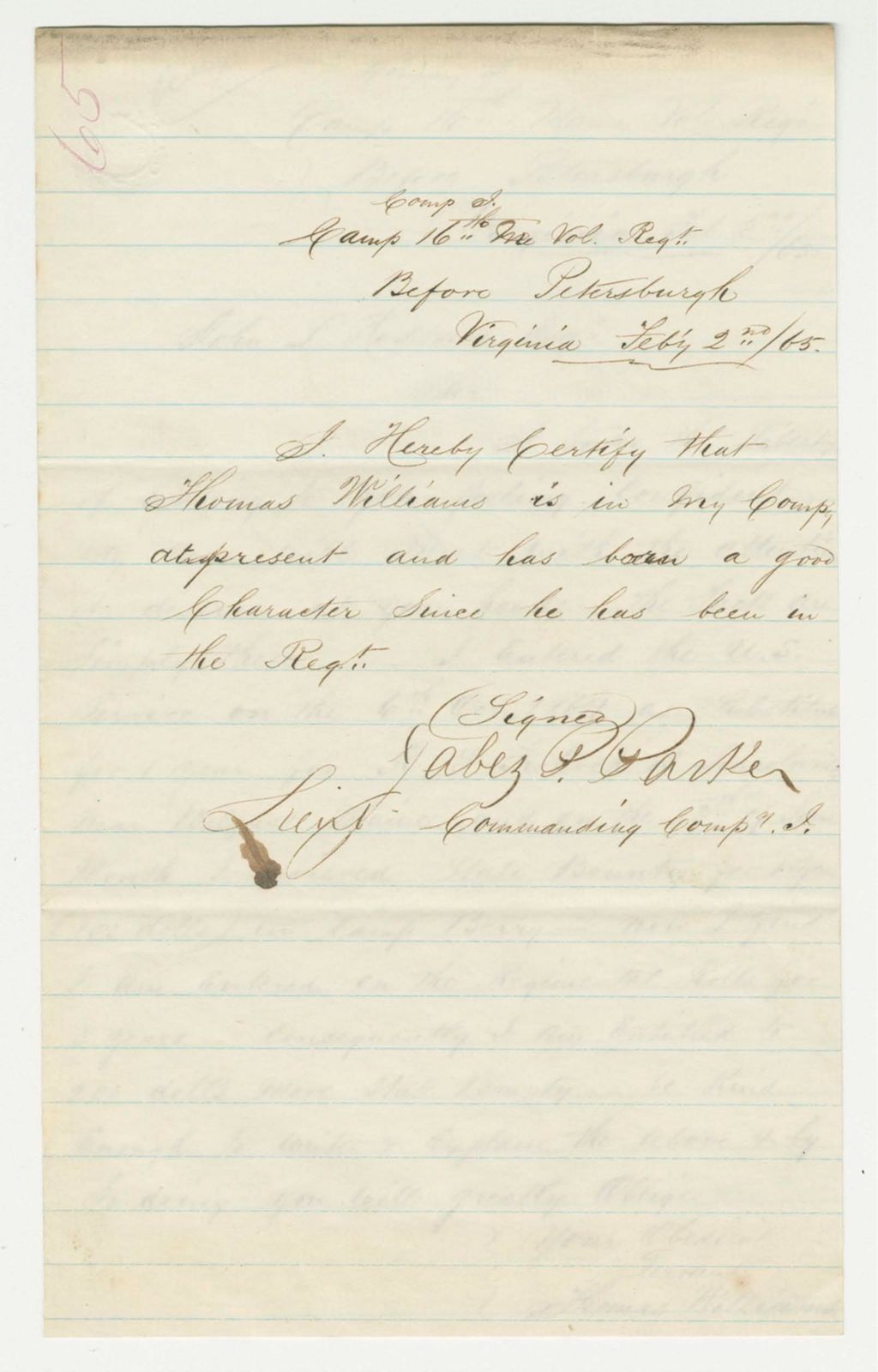 Miniature of Thomas Williams requests $200 state bounty as substitute for R. Frohock of Lincolnville