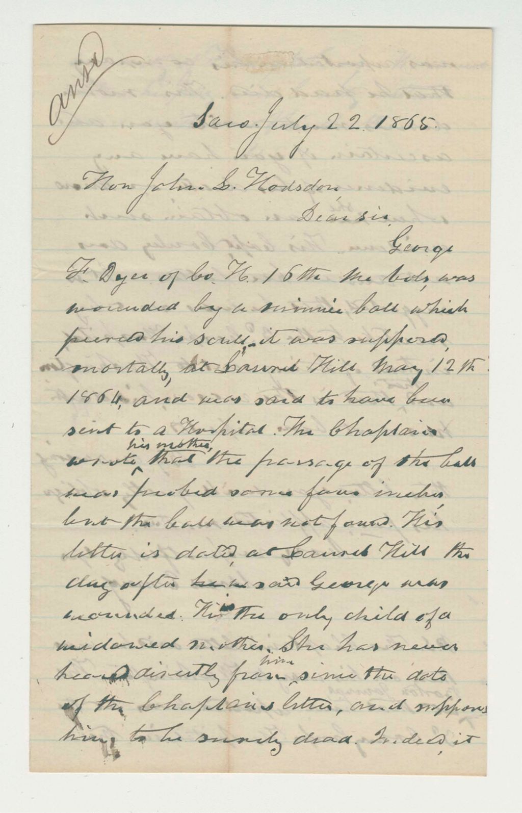 Miniature of Moses Emery inquires if George F. Dyer survived skull surgery