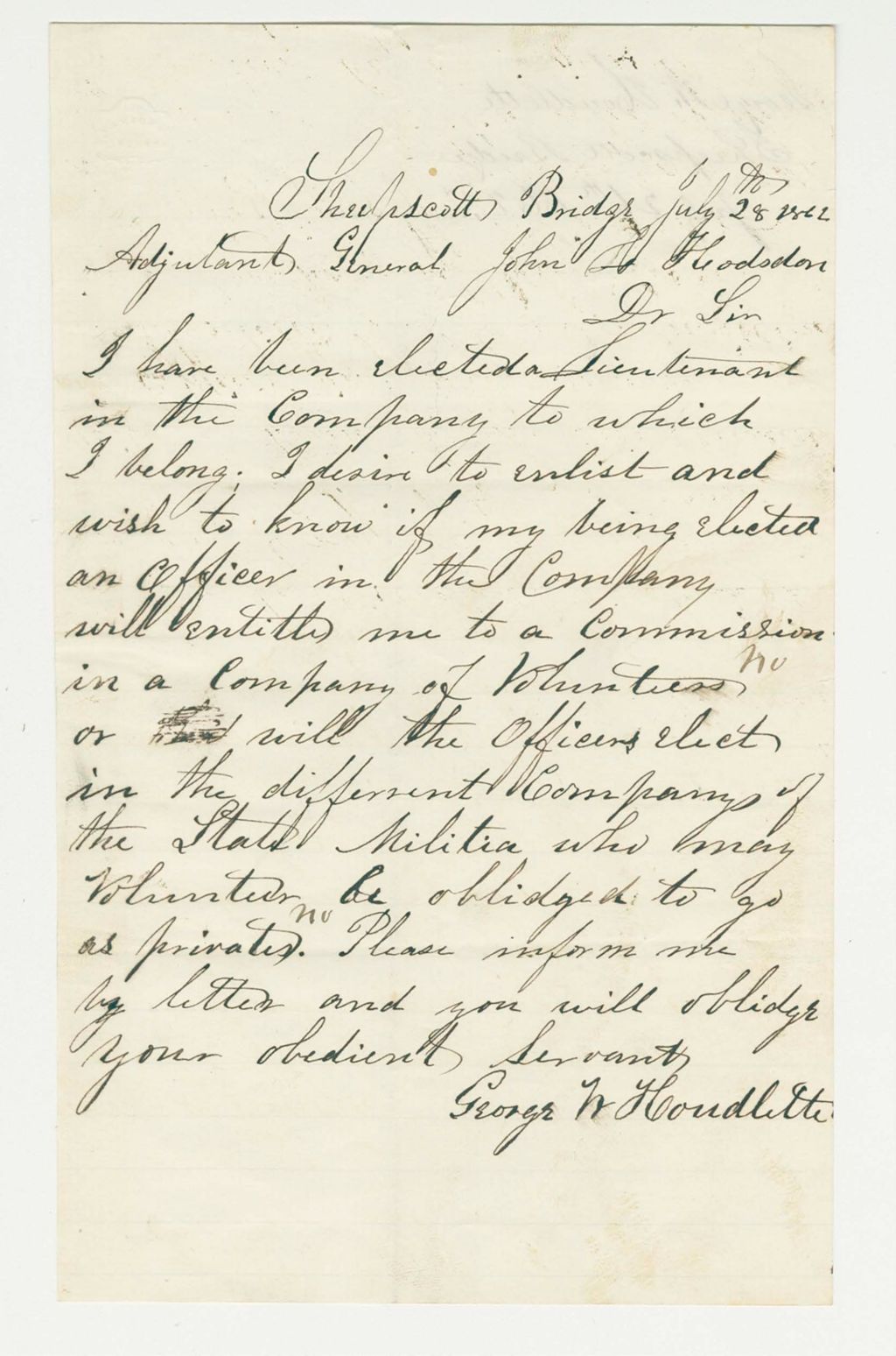 Miniature of George W. Houndlette asks about a commission