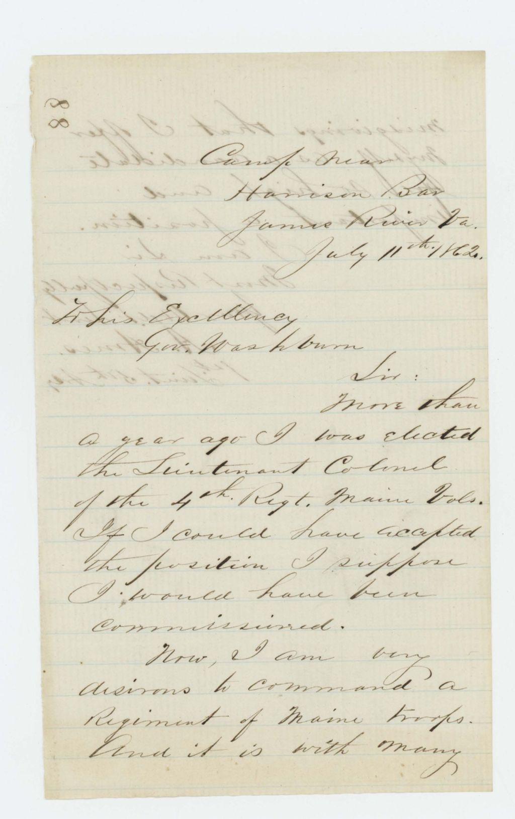 Miniature of Lieutenant Adelbert Ames requests a regimental command