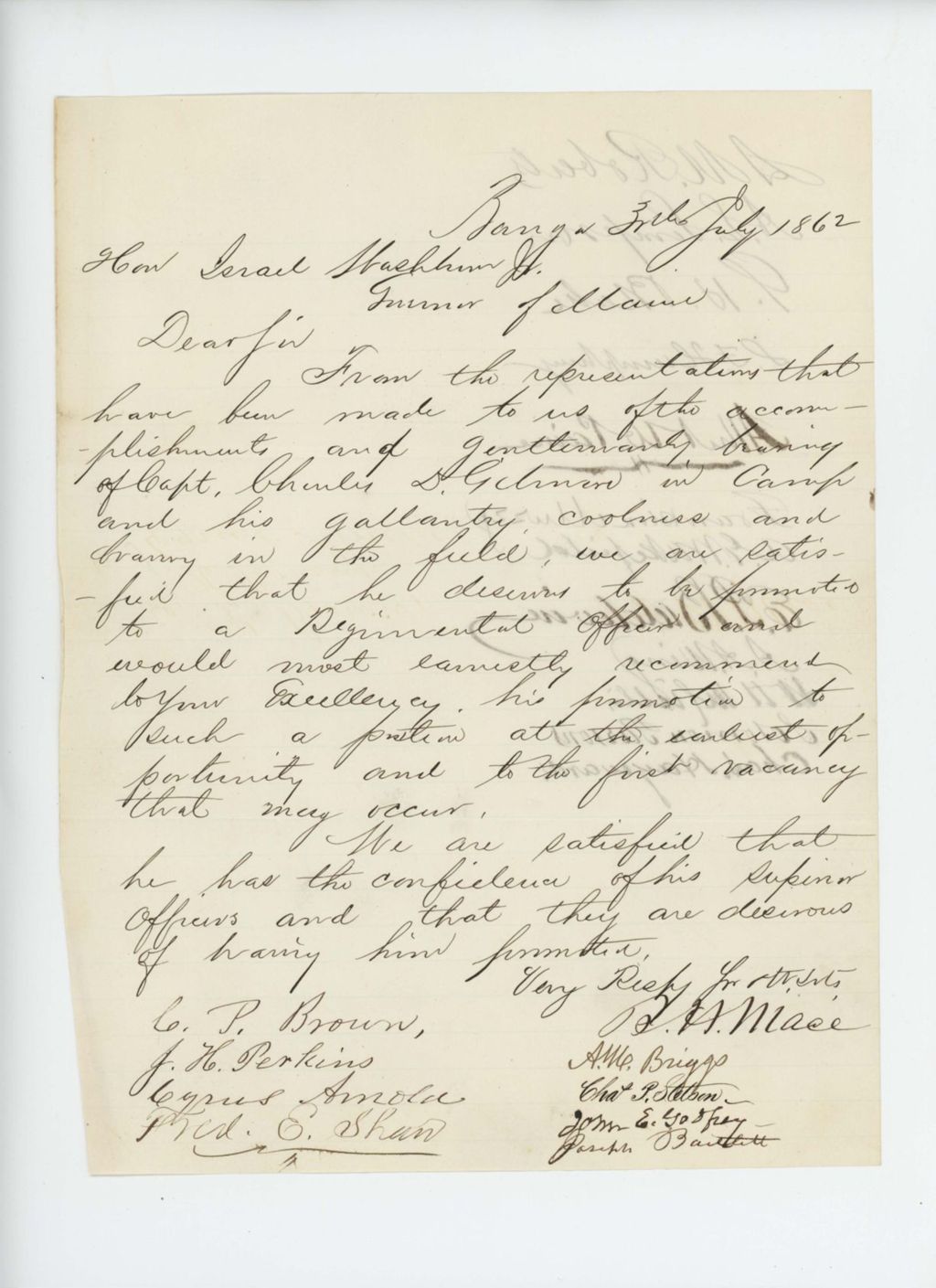 Miniature of C.P. Brown and others recommend Charles D. Gilmore for promotion