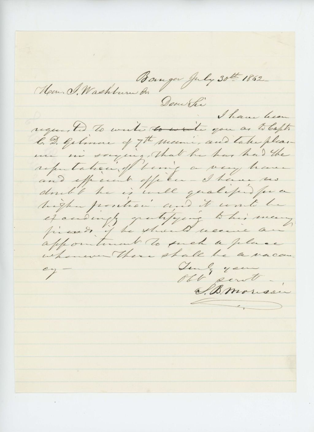 Miniature of S.B. Morison recommends Charles D. Gilmore