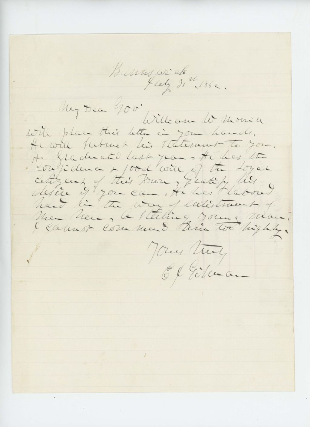 Miniature of Charles Gilman introduces William W. Morrill to the Governor