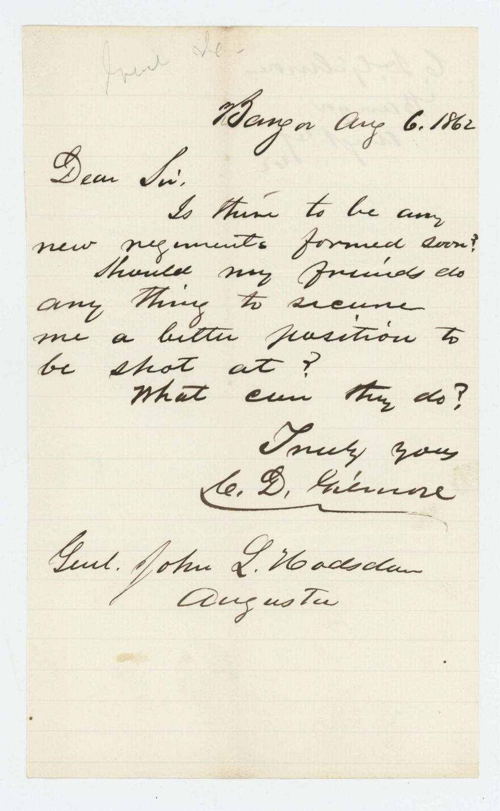 Miniature of Charles D. Gilmore inquires about a promotion