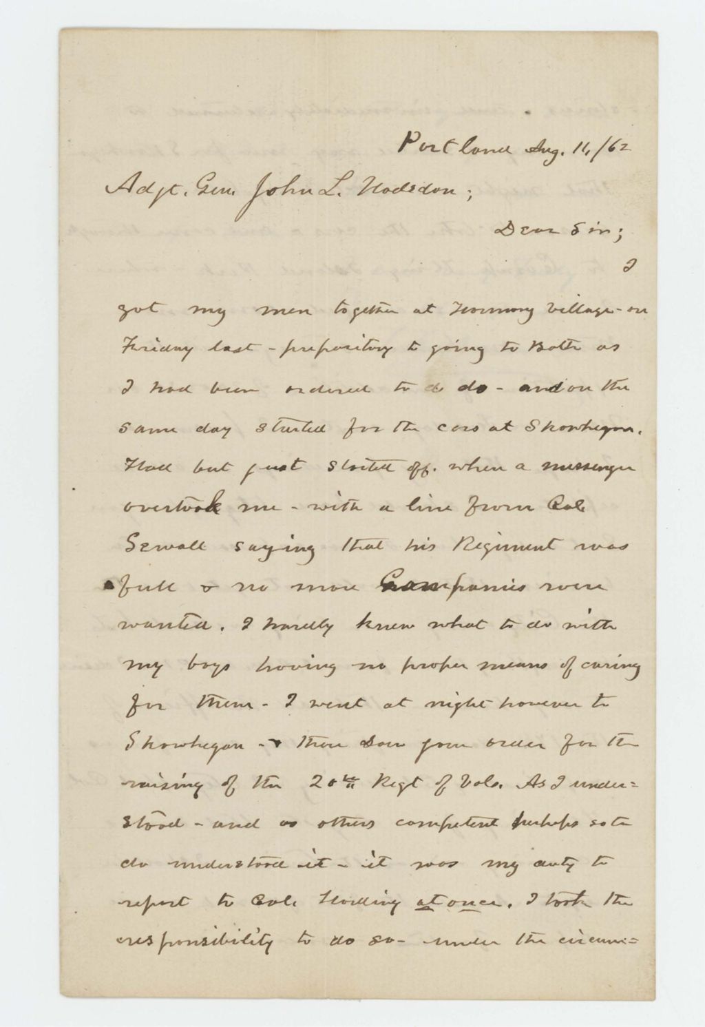 Miniature of T.F. Andrews updates Adjutant General Hodsdon on status of recruits