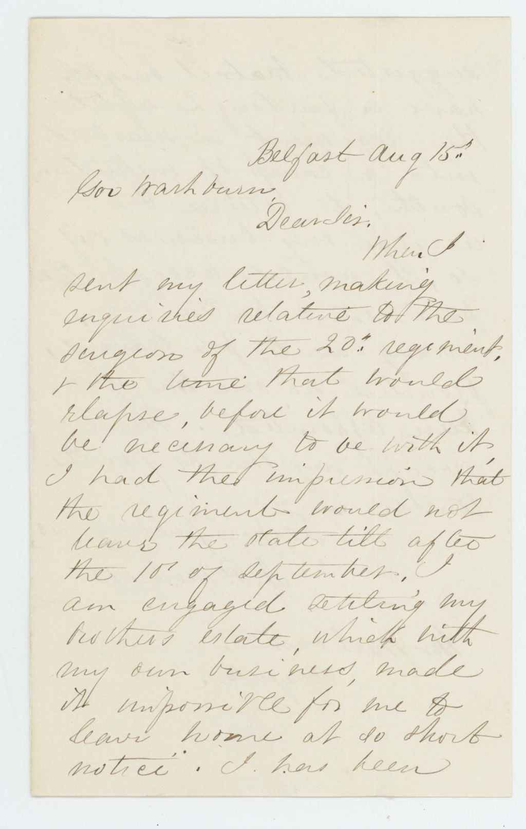 Miniature of Surgeon Nahum P. Monroe inquires about a furlough to settle his business