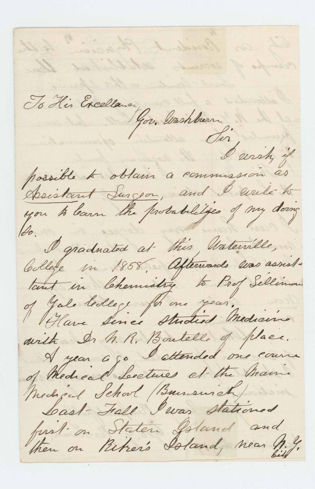 Miniature of George G. Percival requests position as Assistant Surgeon