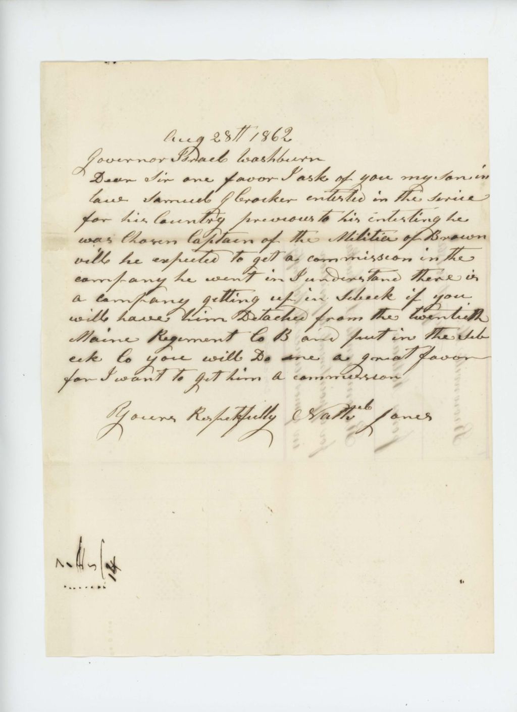 Miniature of Nathan Jones recommends Samuel Crocker for appointment to 9 months service