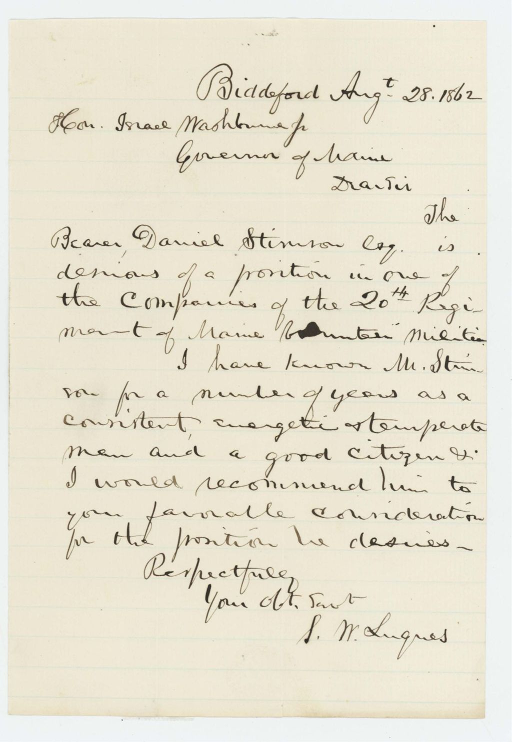 Miniature of Daniel Stinson is recommended for a position