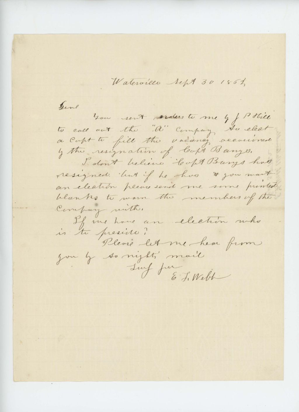 Miniature of E. Webb requests election papers