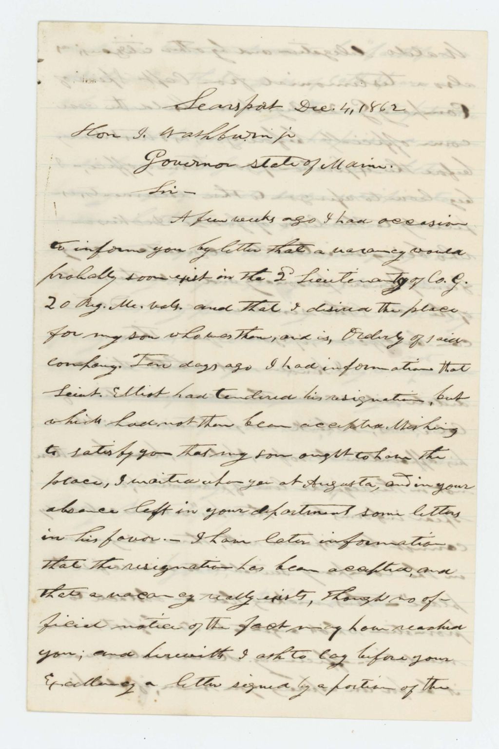 Miniature of Mr. Simonton requests a promotion for his son Edward