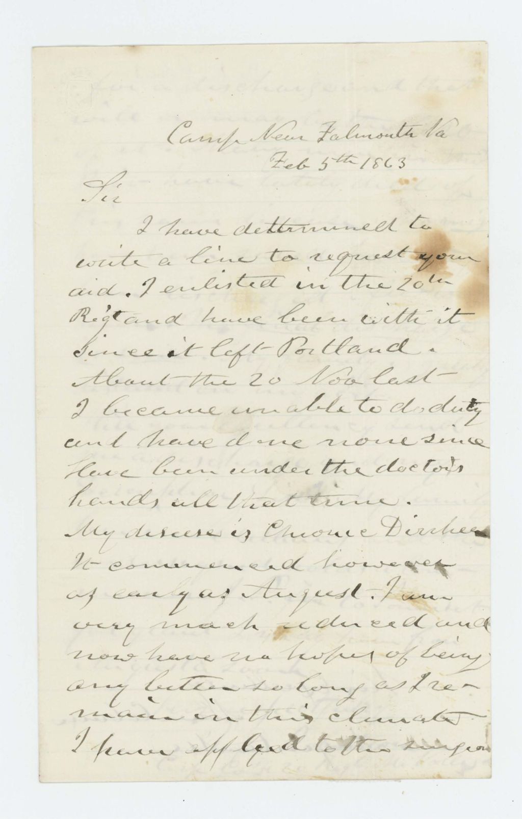 Miniature of Corporal Rufus Robertson requests a discharge from service