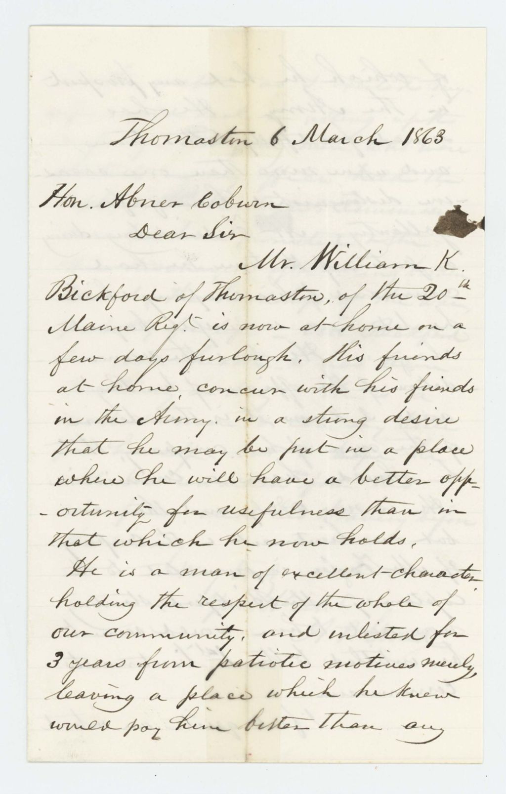 Miniature of A.P. Gould recommends William Bickford for promotion