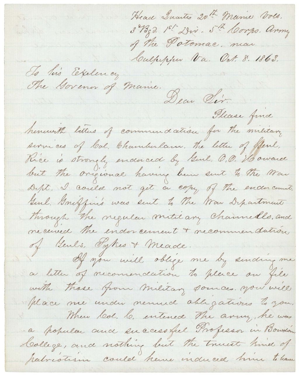 Miniature of Charles Gilmore recommends Chamberlain for promotion