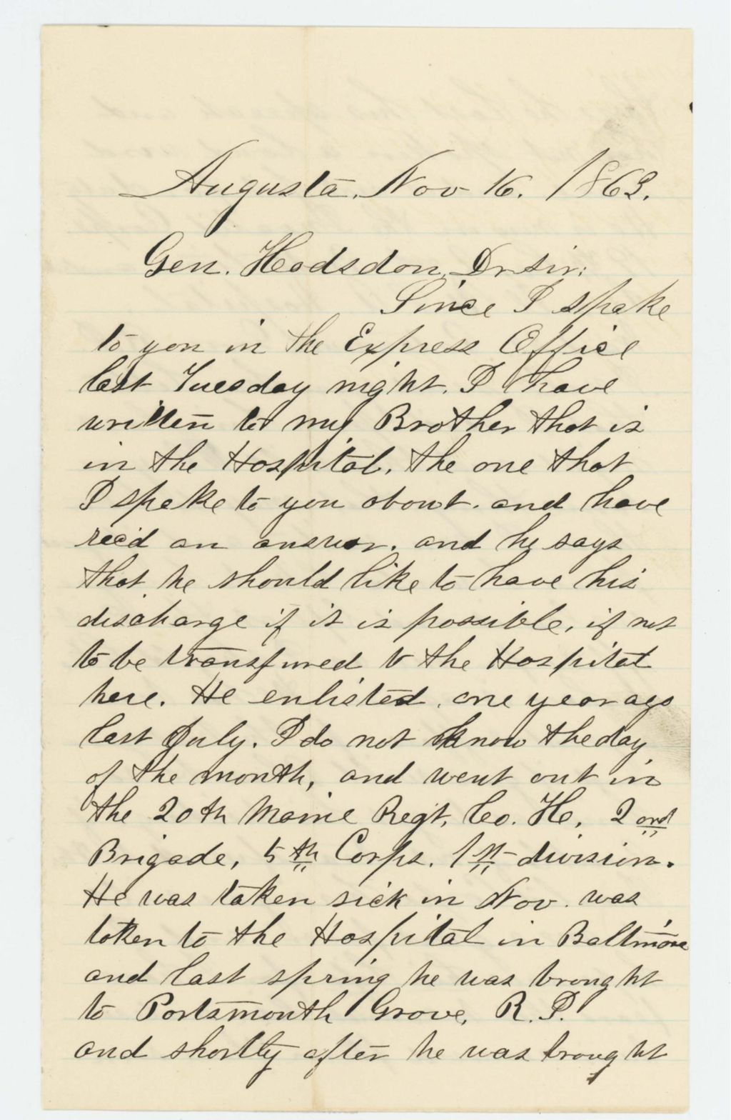 Miniature of Wade Chase requests a discharge on behalf of his brother John
