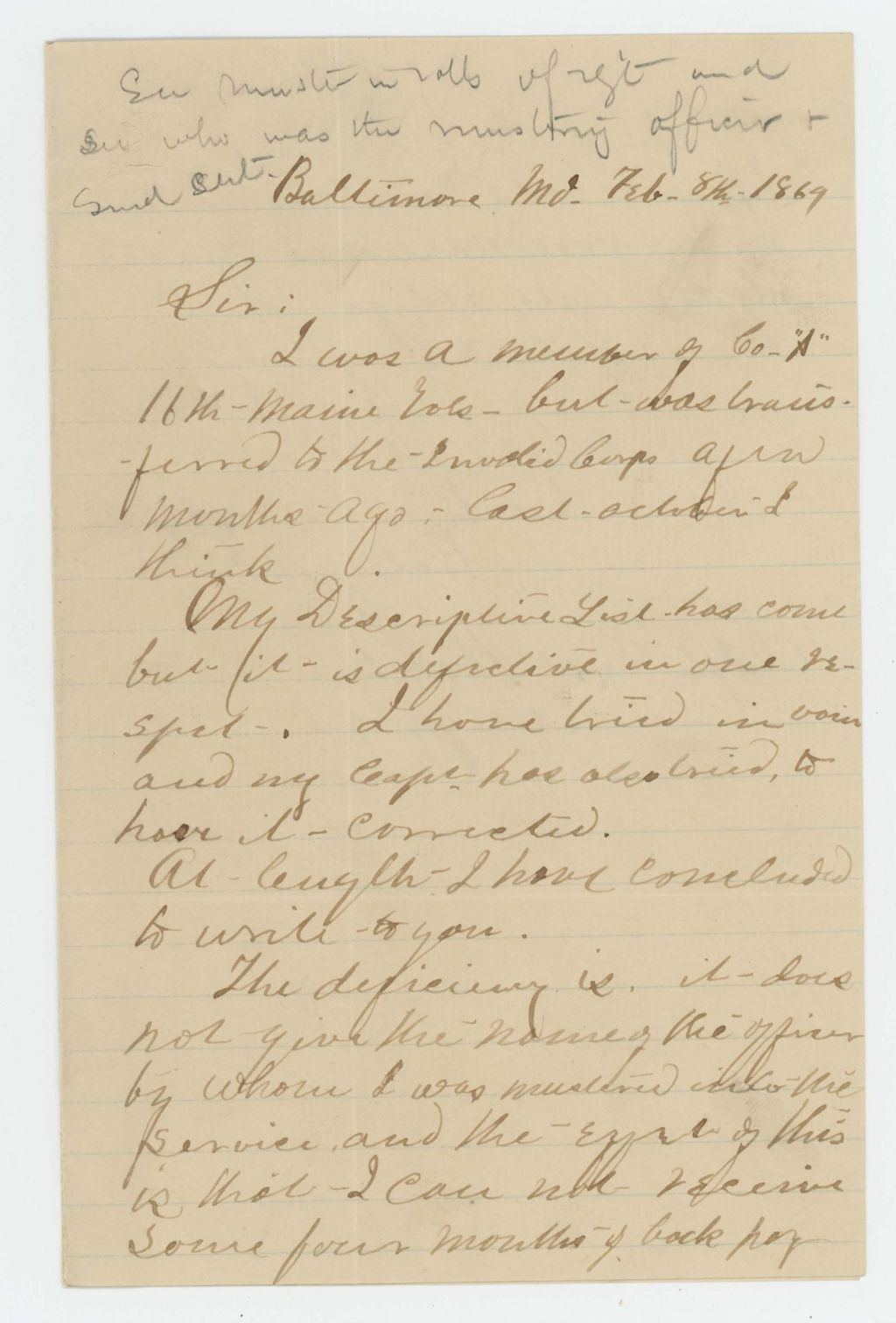 Miniature of Charles Clement requests a copy of his descriptive list