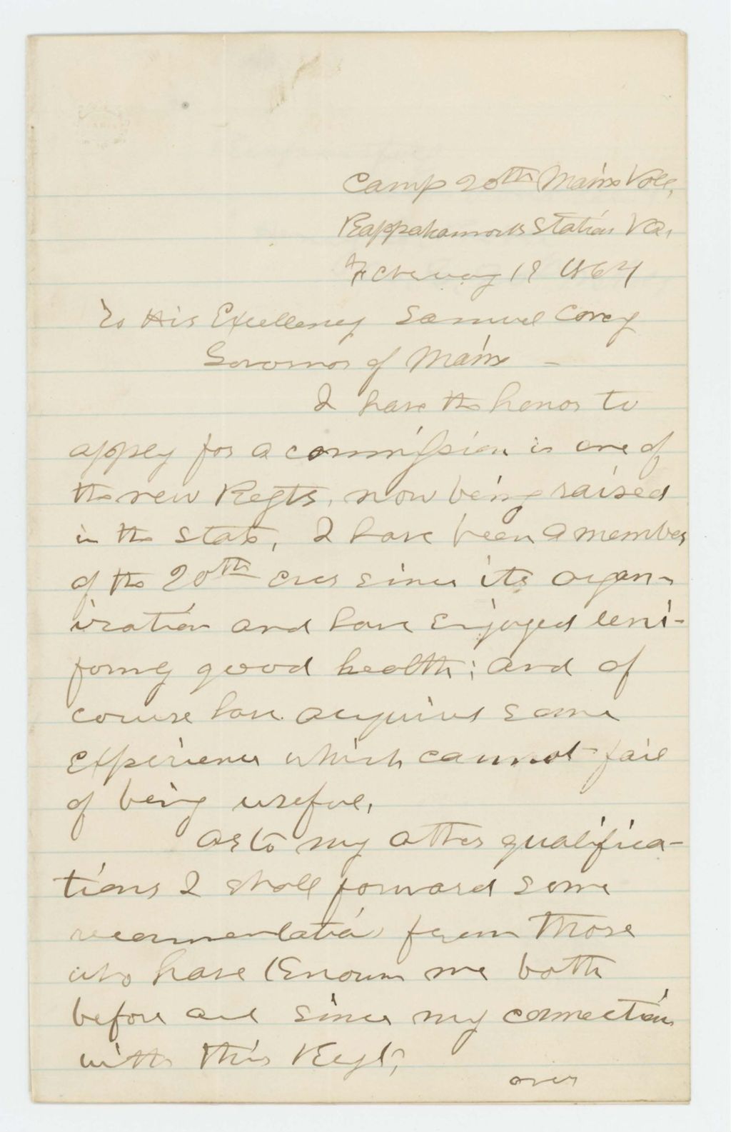 Miniature of Henry C. Preble applies for a commission in one of the new regiments being raised