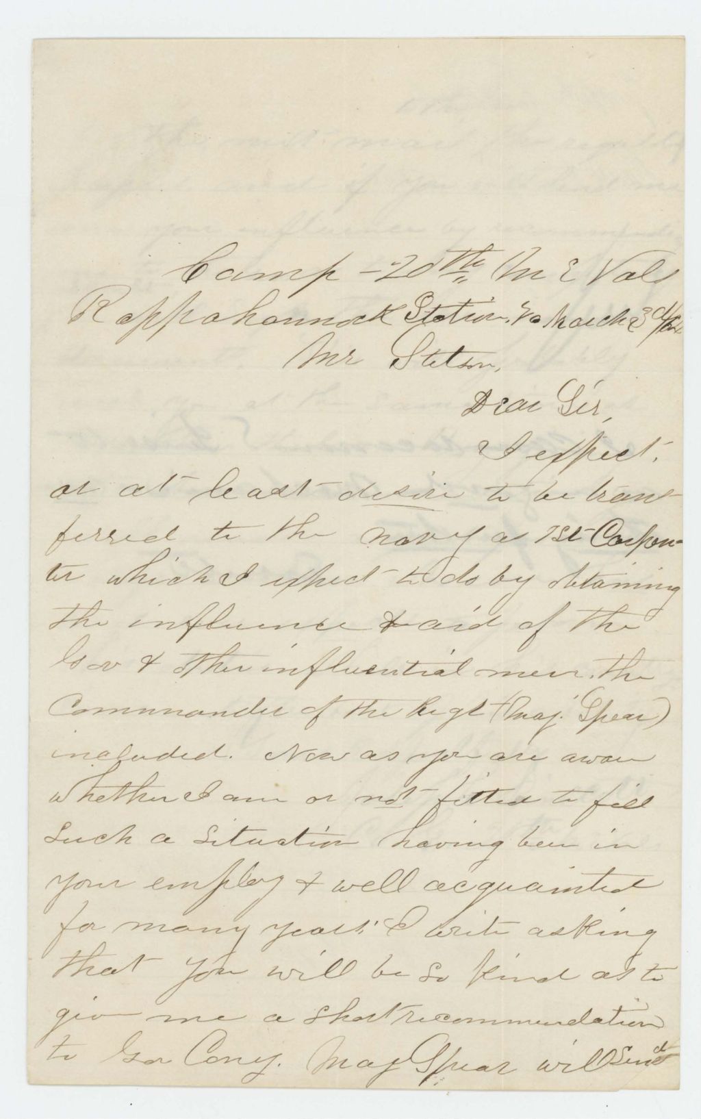 Miniature of Joseph Linscott requests a transfer to the Navy