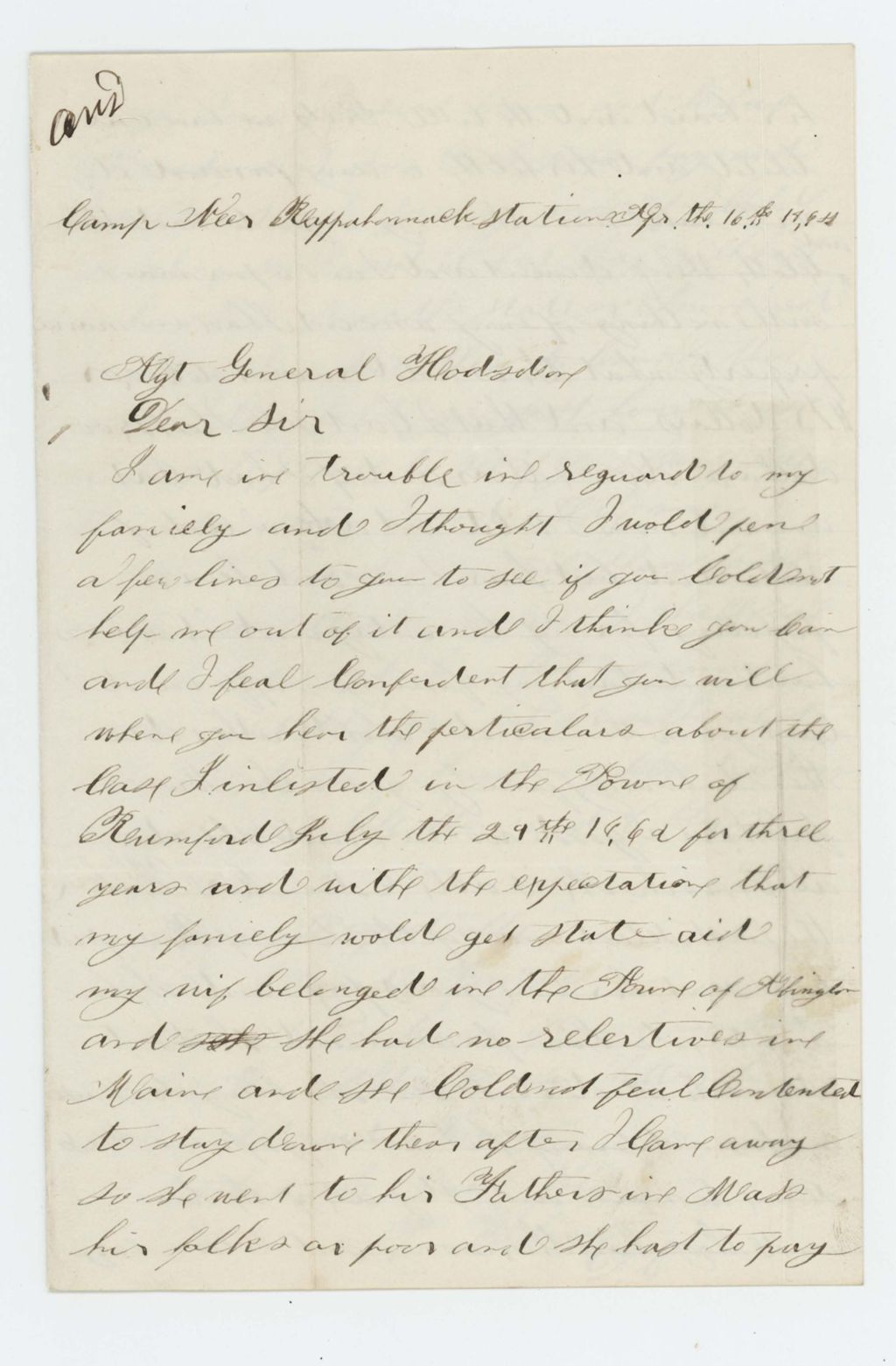 Miniature of Edward Faunce requests help for his family