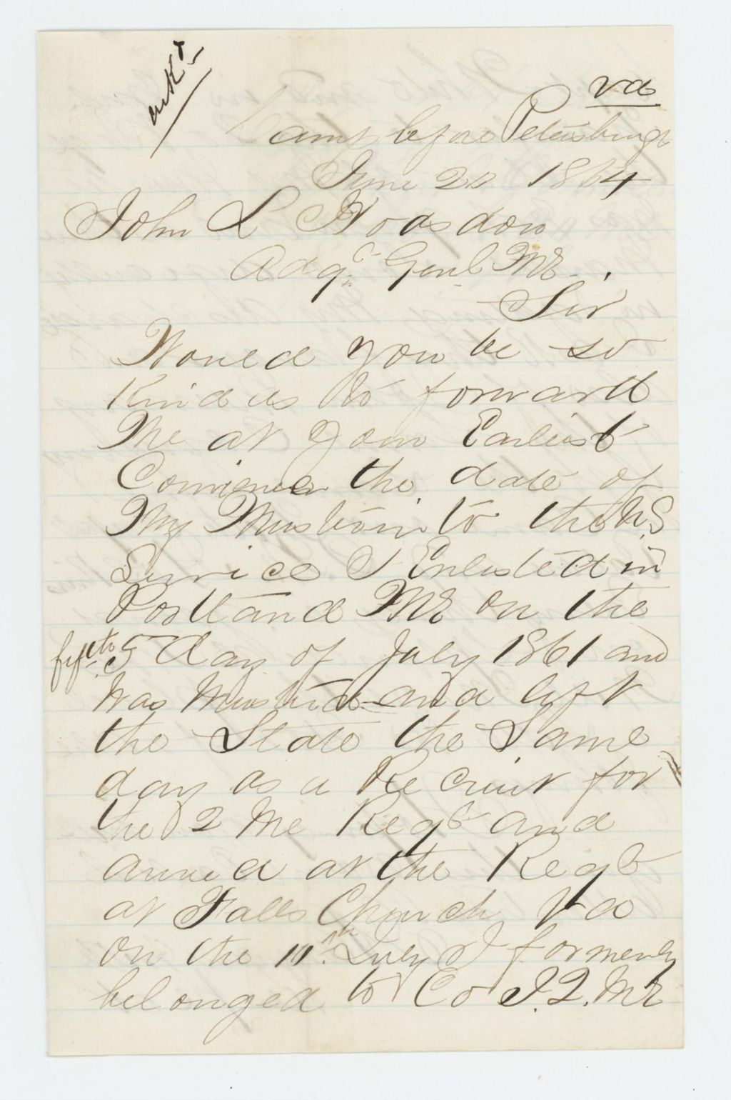 Miniature of John Connell requests information about his enlistment