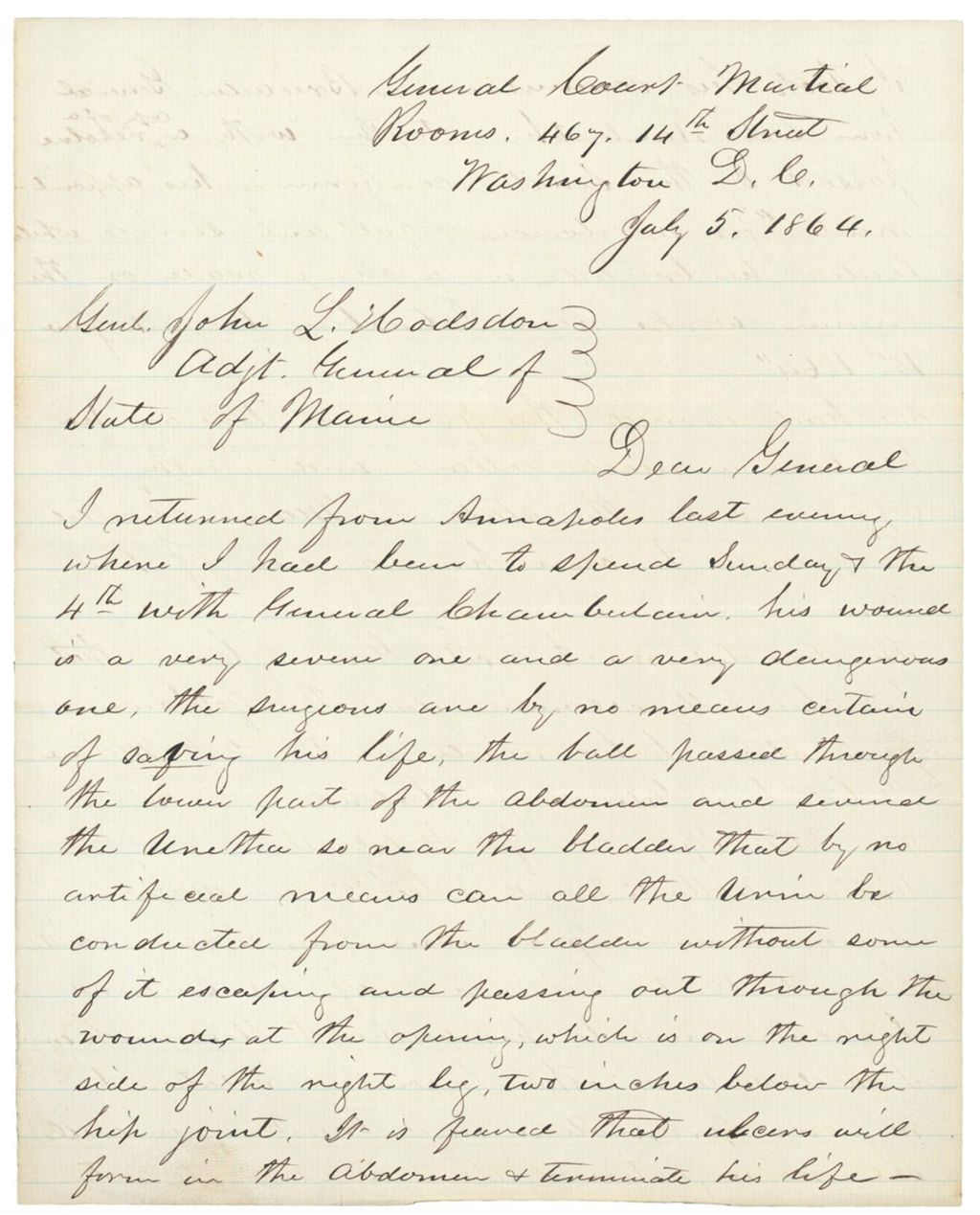 Miniature of Lieutenant Colonel Charles D. Gilmore describes Chamberlain's wounding at Petersburg