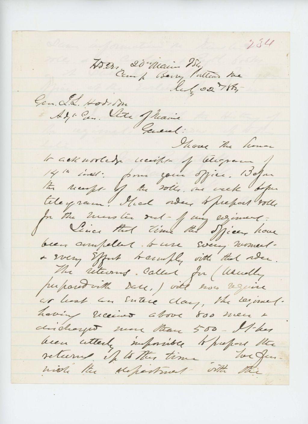Miniature of Colonel Ellis Spear regarding overwhelming paperwork