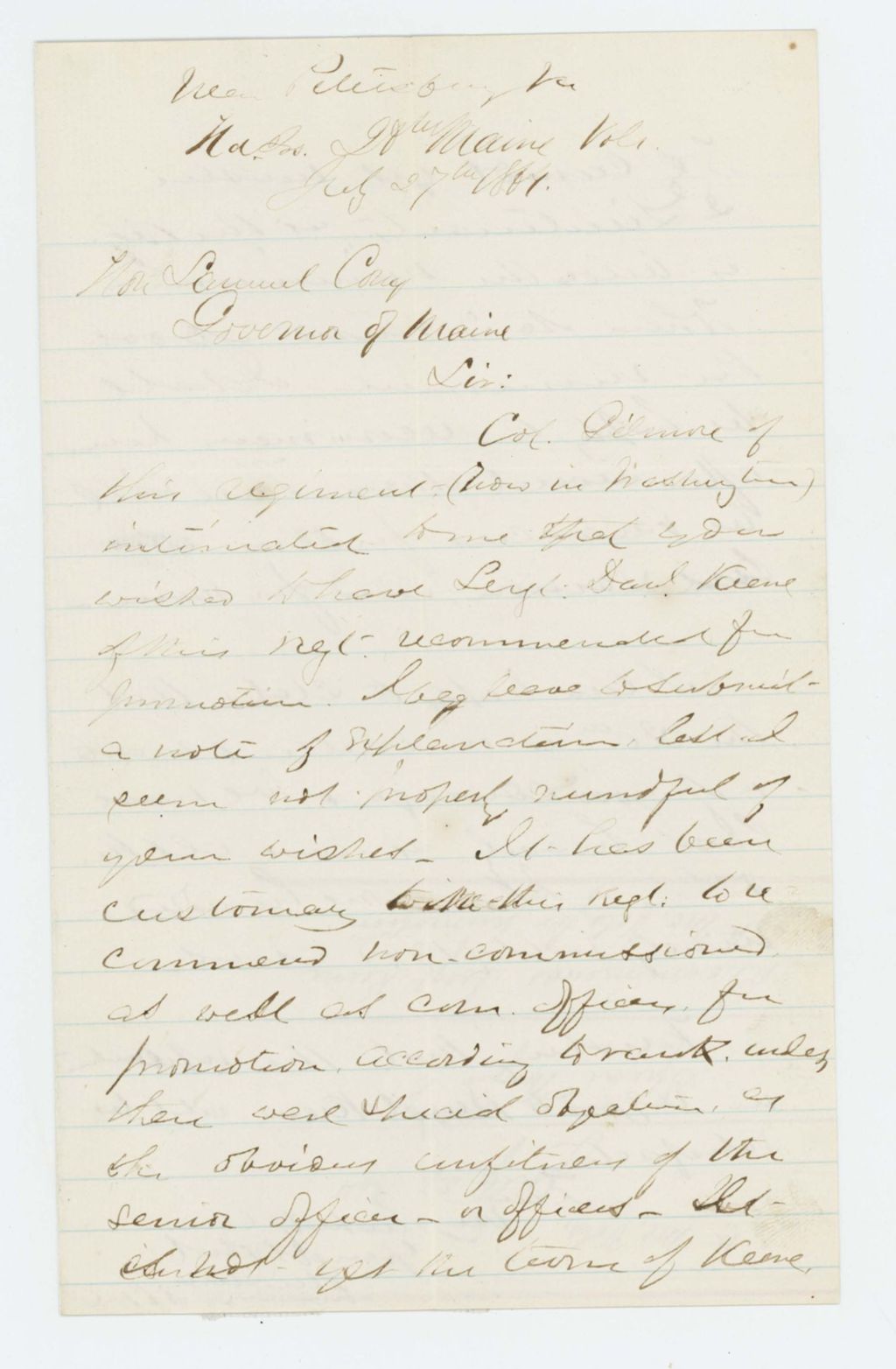 Miniature of Ellis Spear recommends Sergeant Daniel Keene for promotion