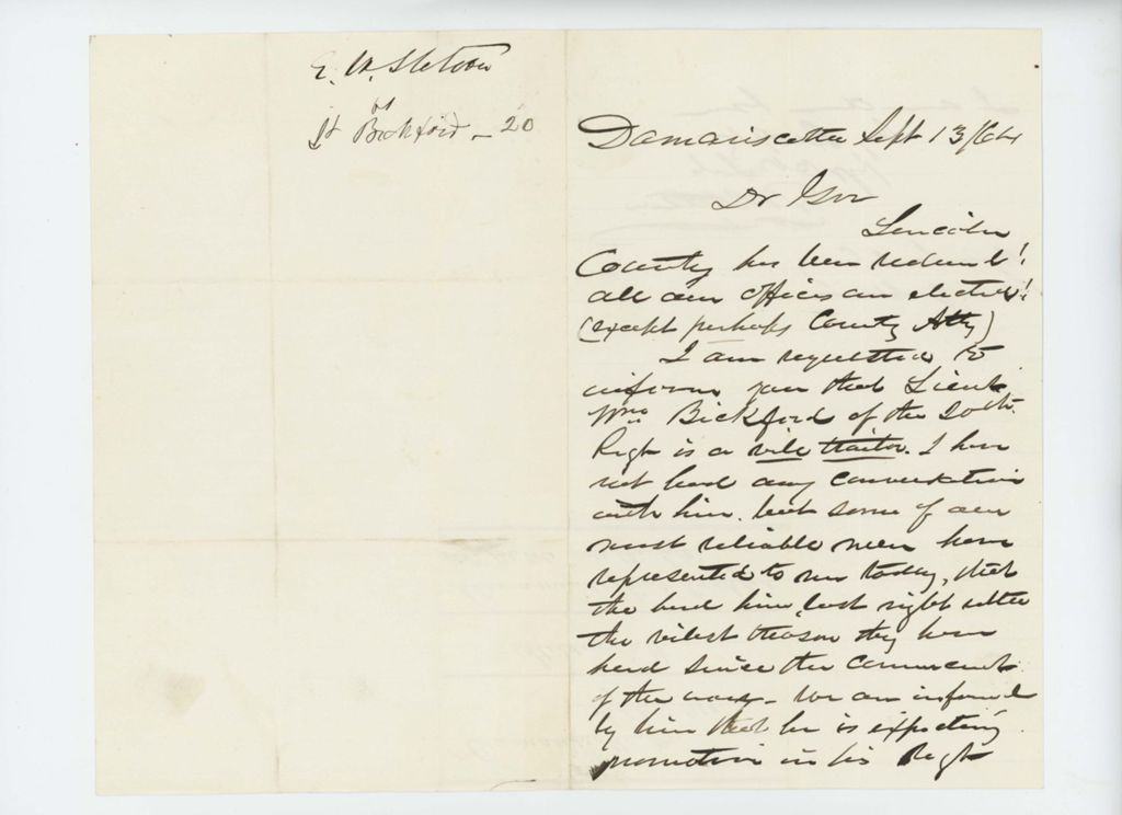 Miniature of E.W. Stetson accuses Lieutenant Bickford of being "a vile traitor"