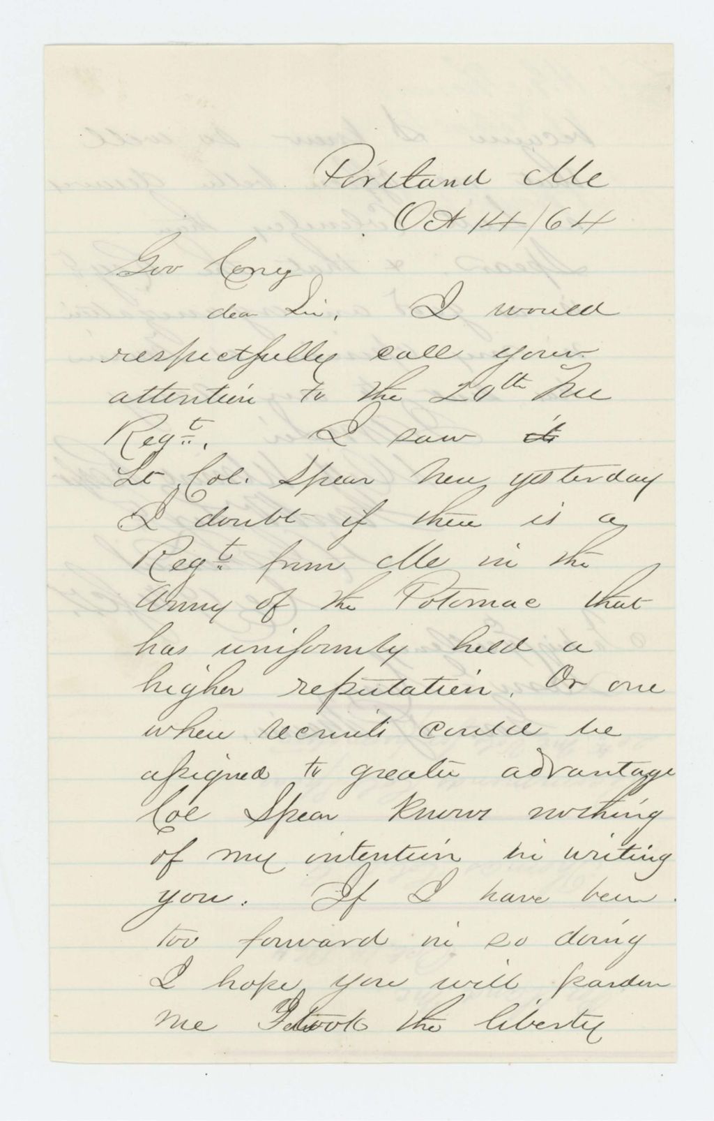 Miniature of Colonel H.G. Thomas recommends Ellis Spear for promotion