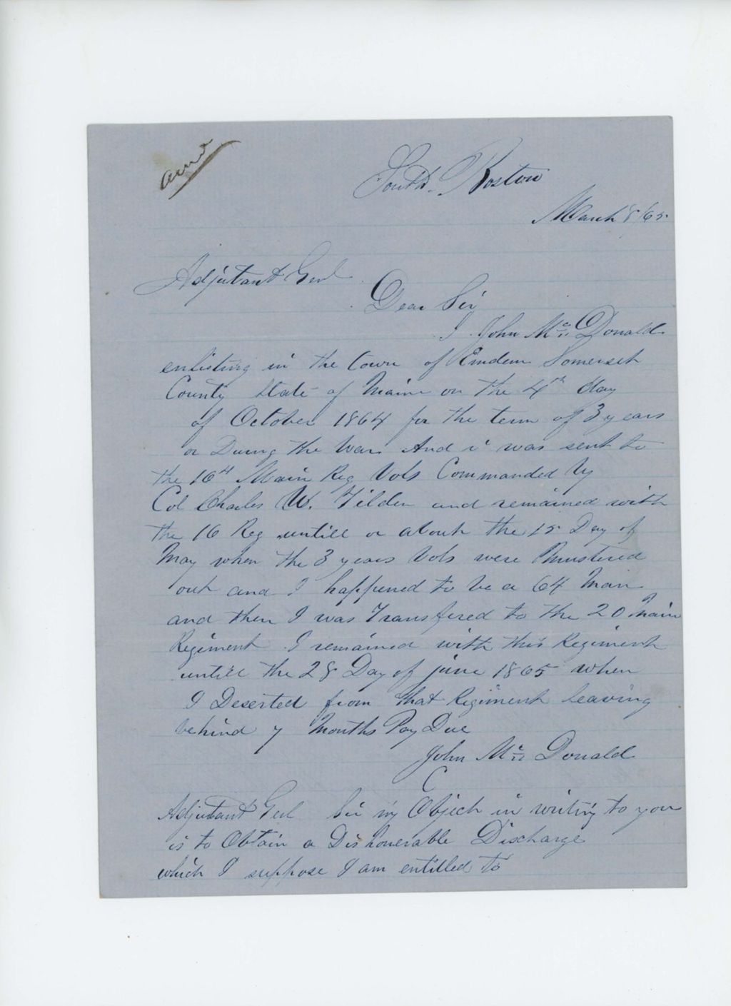 Miniature of John McDonald requests a dishonorable discharge