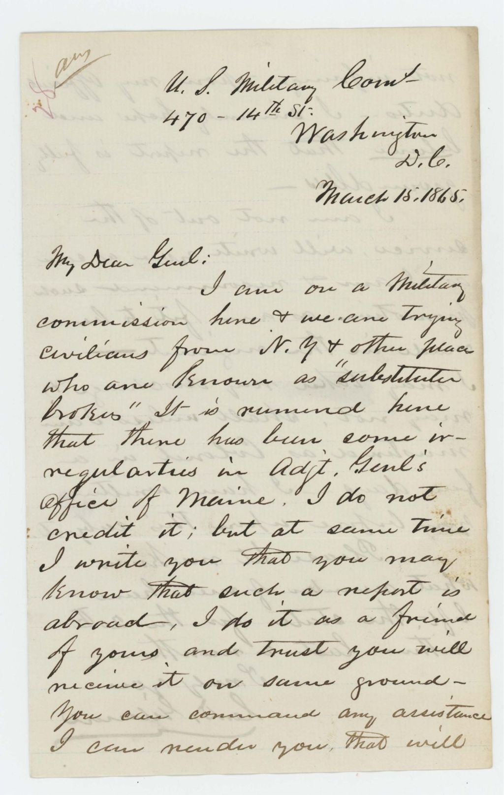 Miniature of Charles Gilmore writes about his participation in the trials of substitute brokers