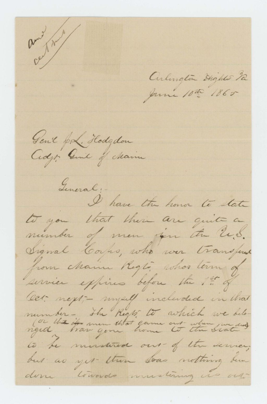 Miniature of E.S. Coan of the Signal Corps requests discharge