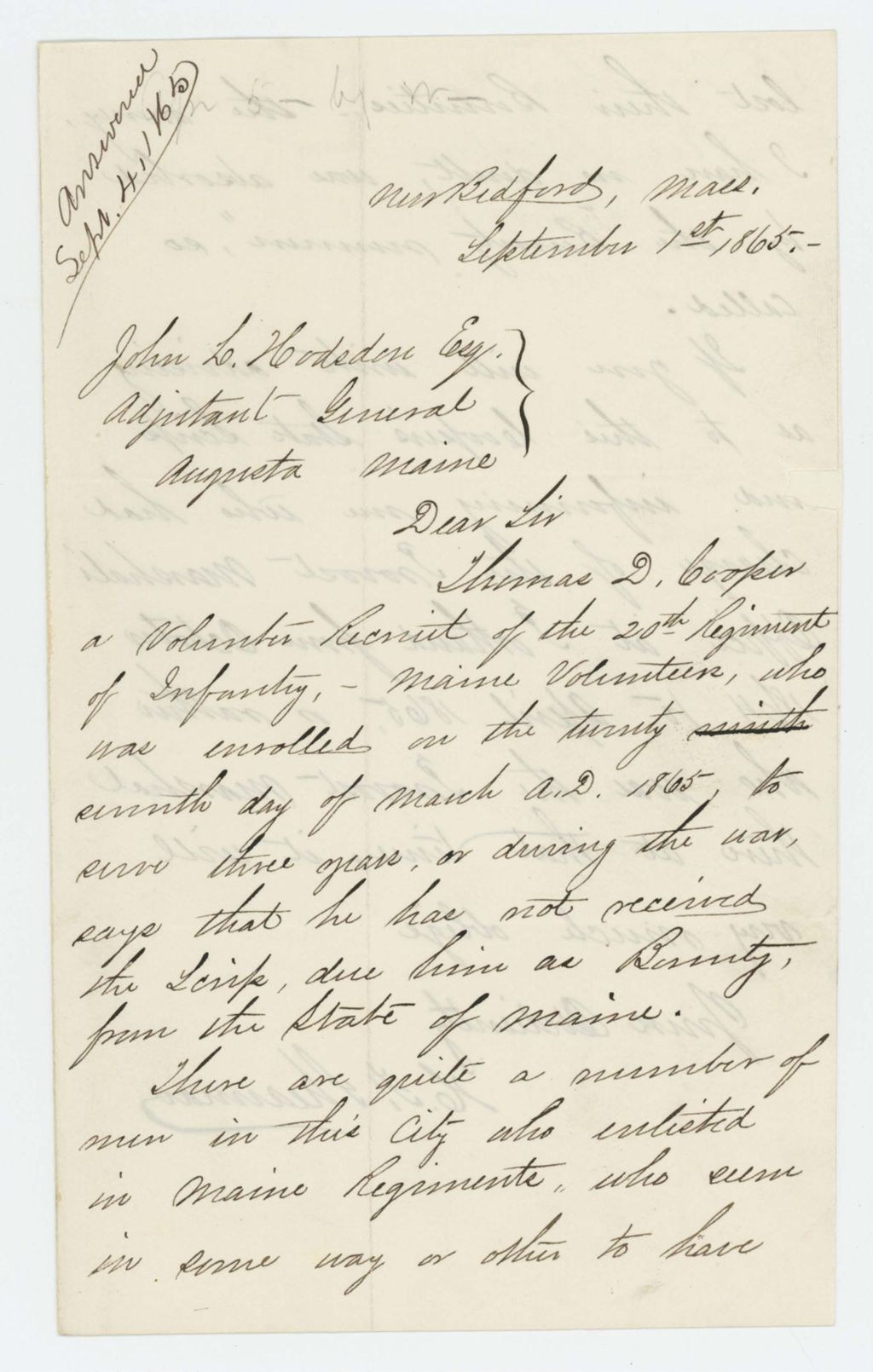 Miniature of H.F. Shearman inquires about bounties owed