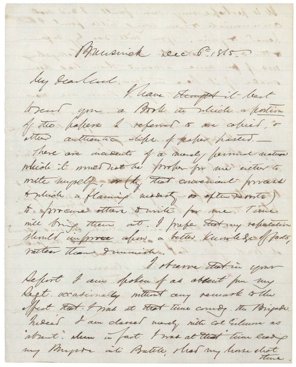 Miniature of Joshua Chamberlain writes to General Hodsdon regarding his regimental service