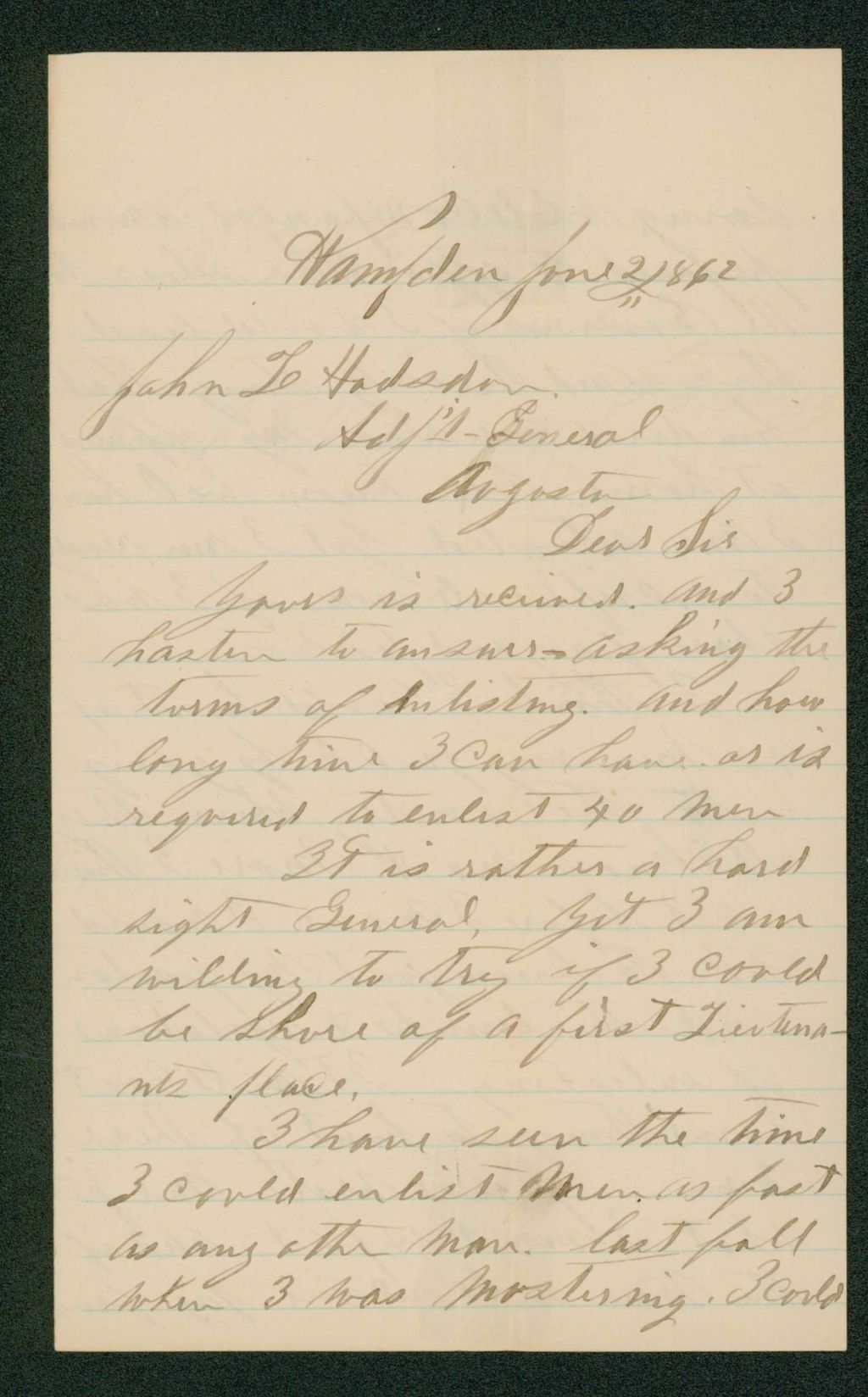 Miniature of Frank G. Flagg inquires about enlistment term and recruiting