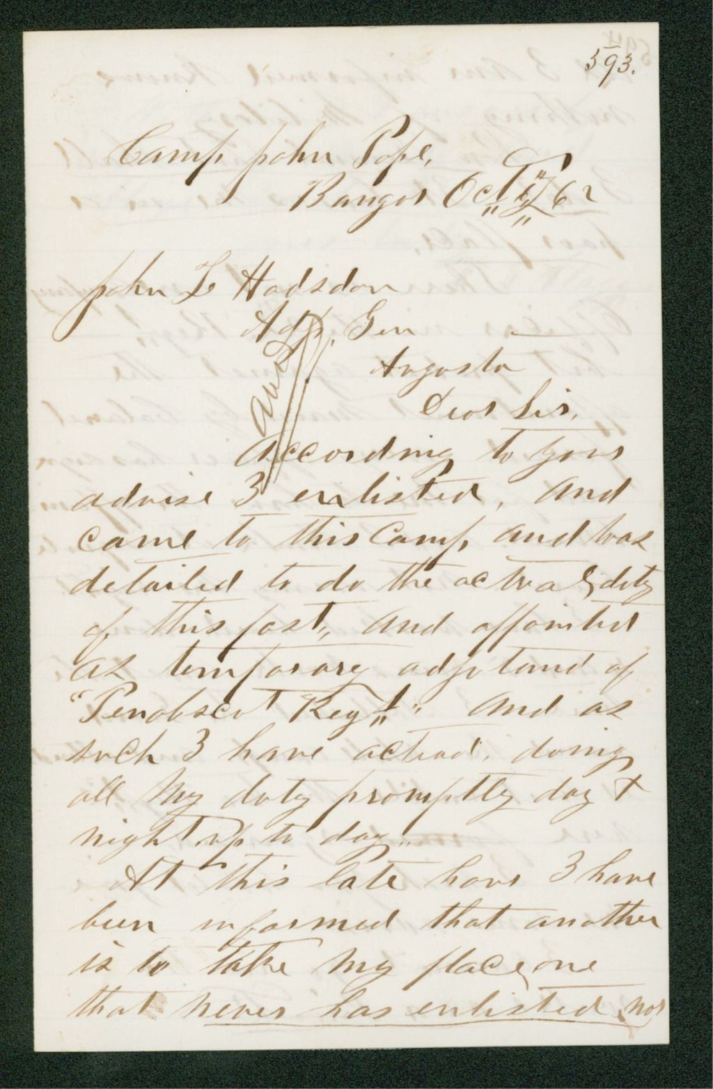 Miniature of Frank Flagg inquires why a man with less experience is to take his place
