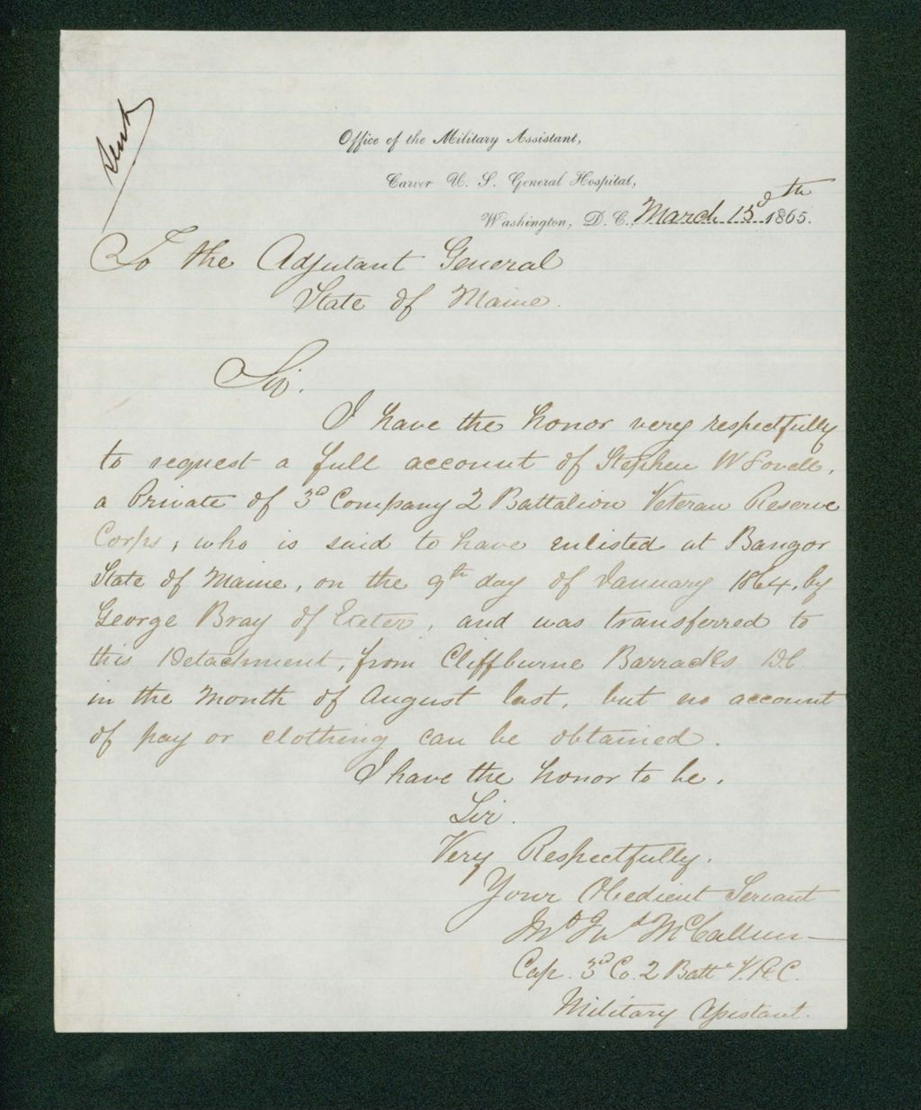 Miniature of Jonathan McCallum requests an accounting of Stephen W. Lovell