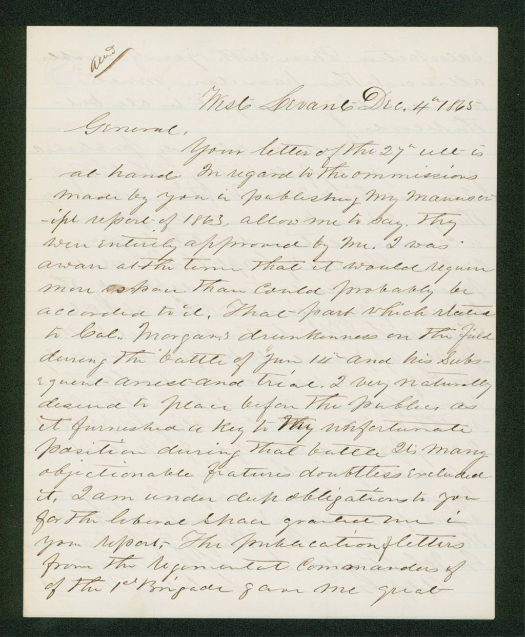 Miniature of Colonel Jerrard thanks John Hodsdon for his support in clearing his record