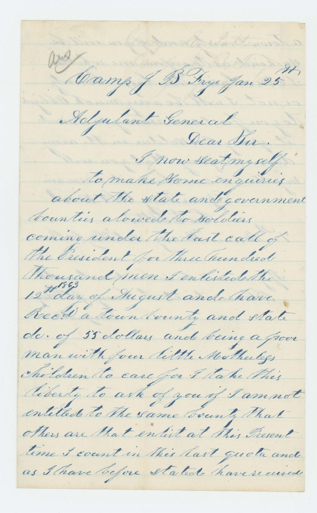 Miniature of George E. Potter inquires about state and government bounties