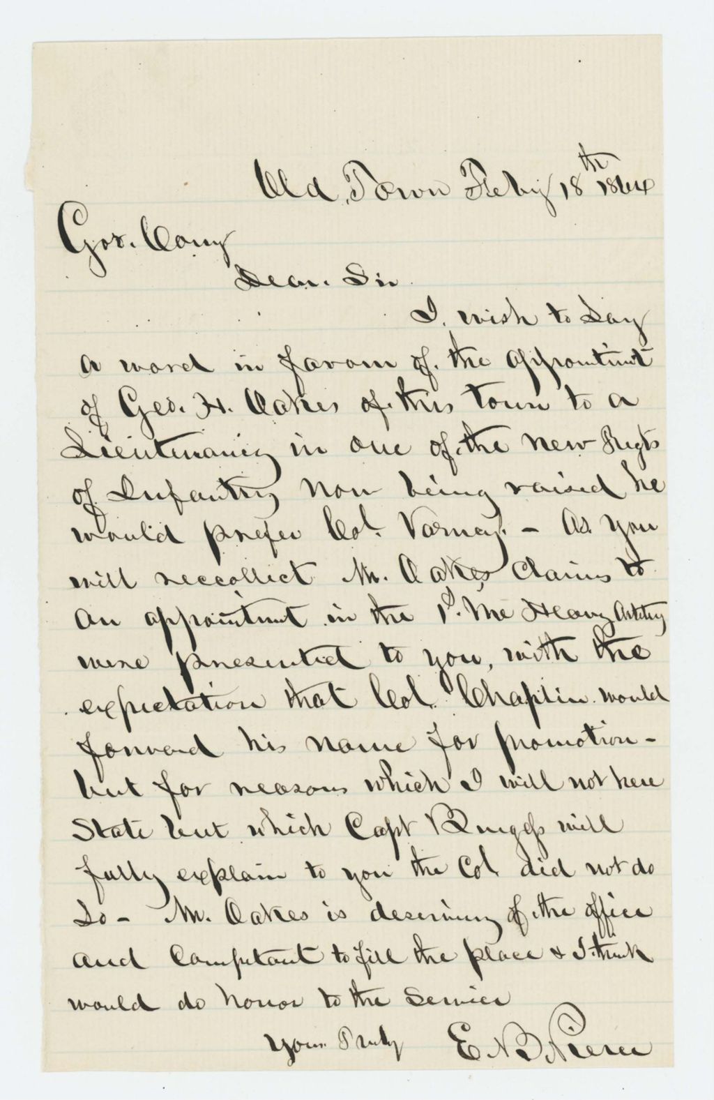 Miniature of E.B. Pierce recommends promotion of George Oakes