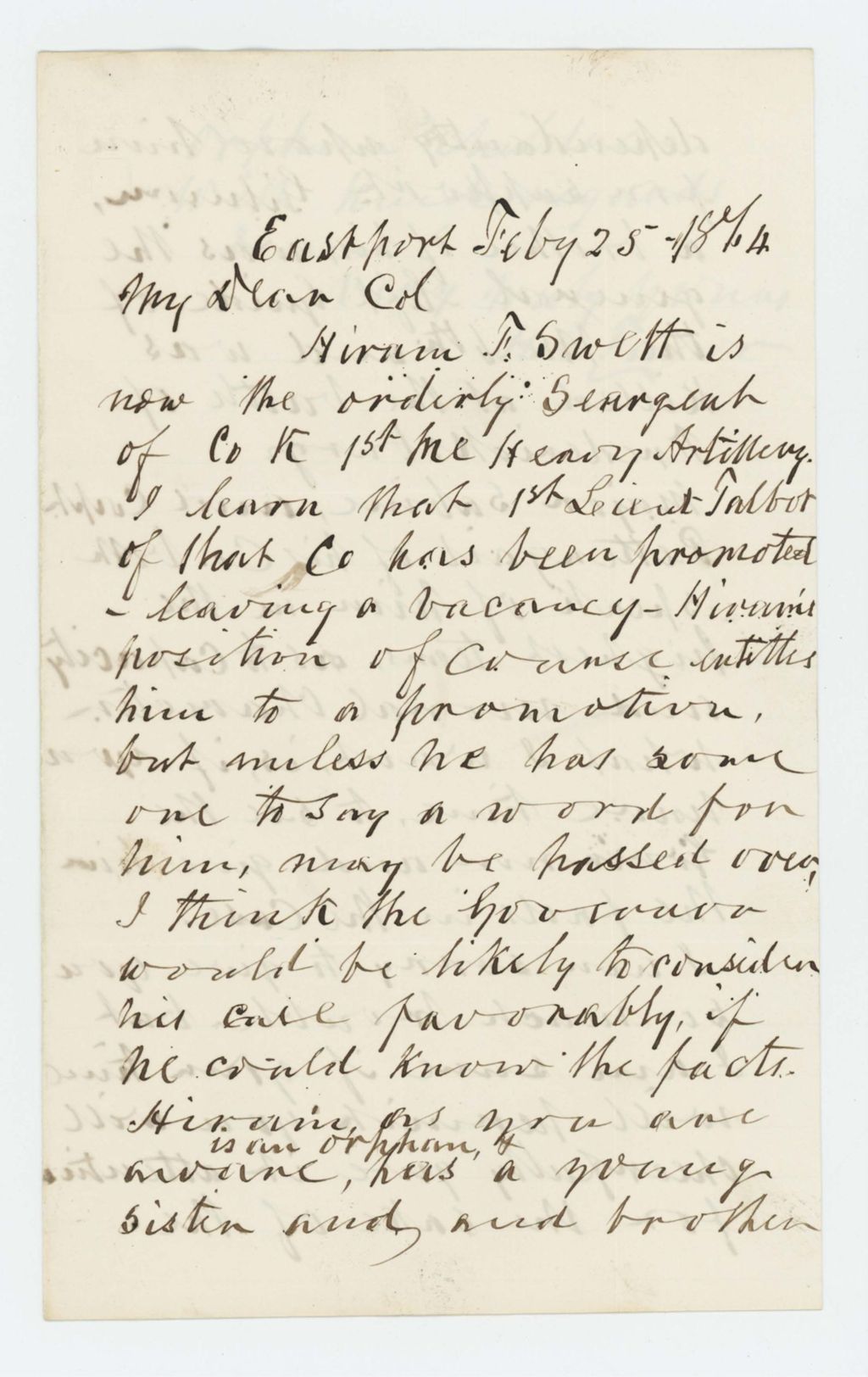 Miniature of Hiram F. Swett requests a promotion